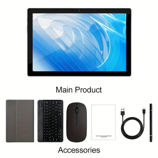 Tablet 10.1 Inch Android 14 OS Pad, 2in 1 Pad with Keyboard,