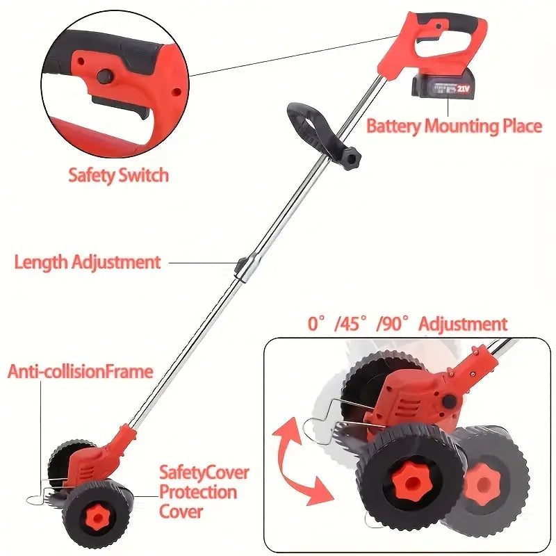 Portable Home Cordless Electric Lawn Mower, Yard Weeder/Cordless Lawn Mower with 3 Models Of Blades