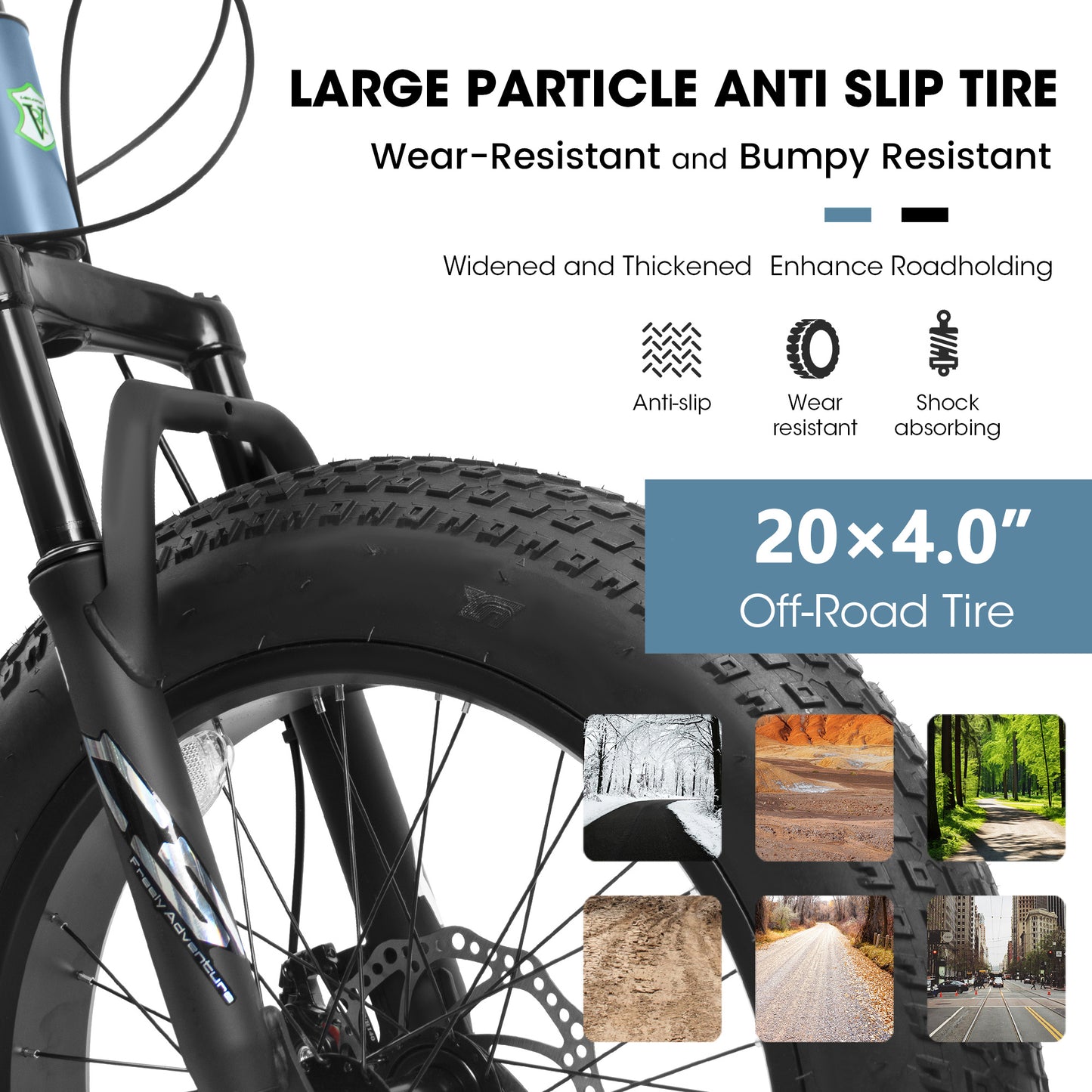 V20235 20 Inch Fat Tire Bike 7 Speed Mountain Bike, Dual Disc Brakes