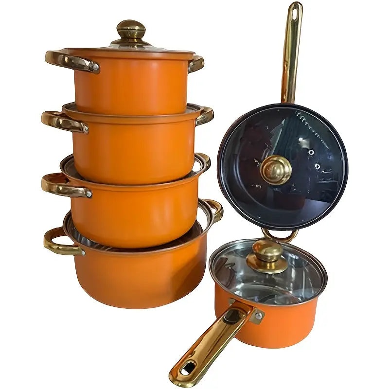 Stainless Steel 12pcs Orange Non-Stick Cookware Set
