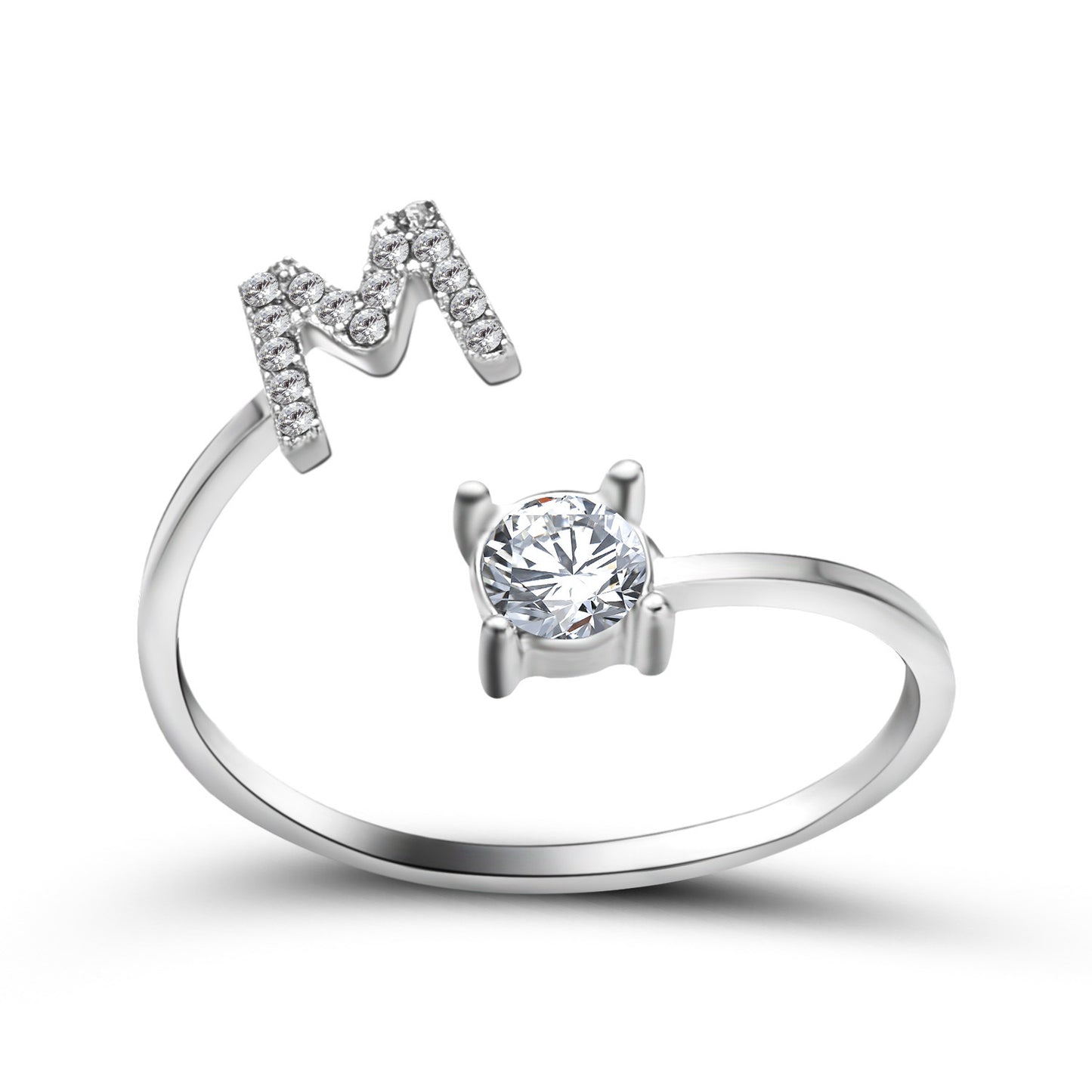 Design Adjustable 26 Initial Letter Ring Fashion Jewelry