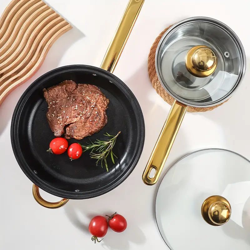 Stainless Steel 12pcs Orange Non-Stick Cookware Set
