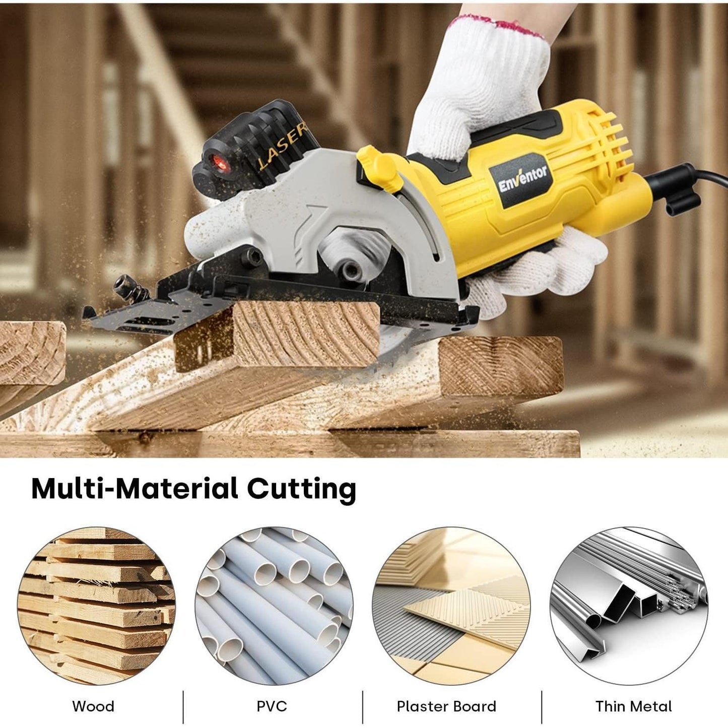580W 4000 RPM Compact Electric Circular Saw With Three 85mm Saw Blades