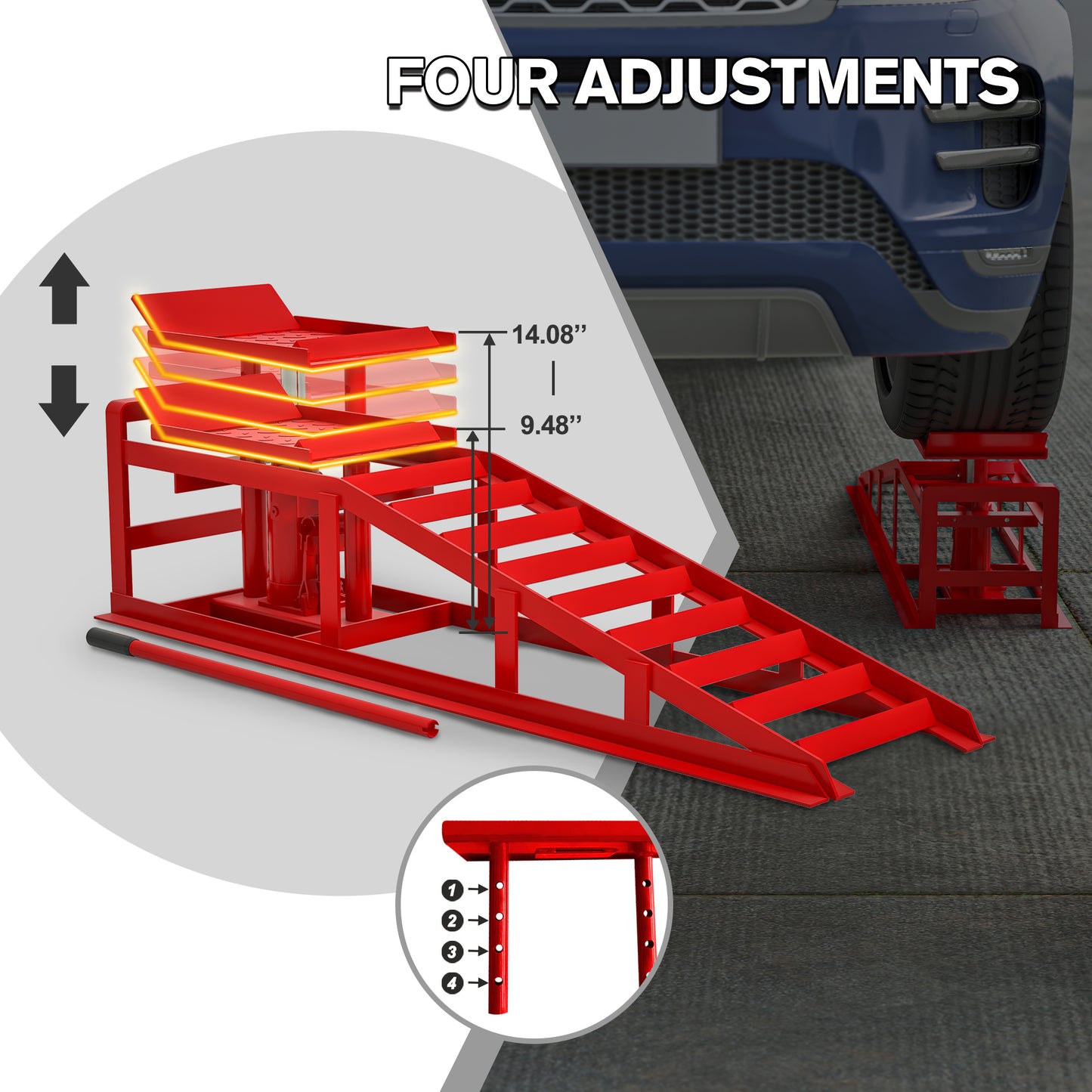 2 Pack Hydraulic Car Ramps 5T 11000lbs Low Profile