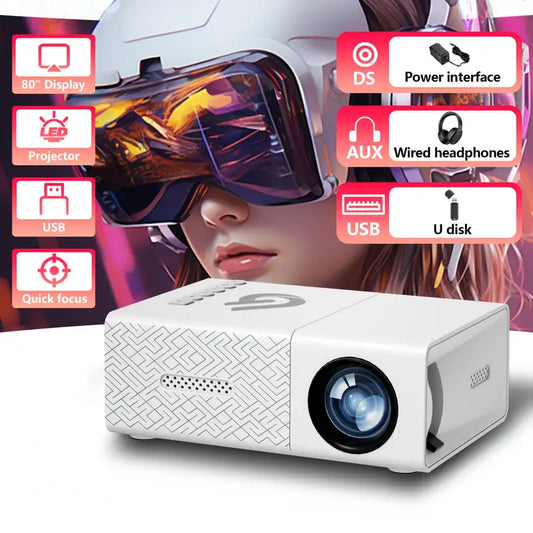 GTEQY Portable Mini Projector with LED Light, 203.2cm Display,