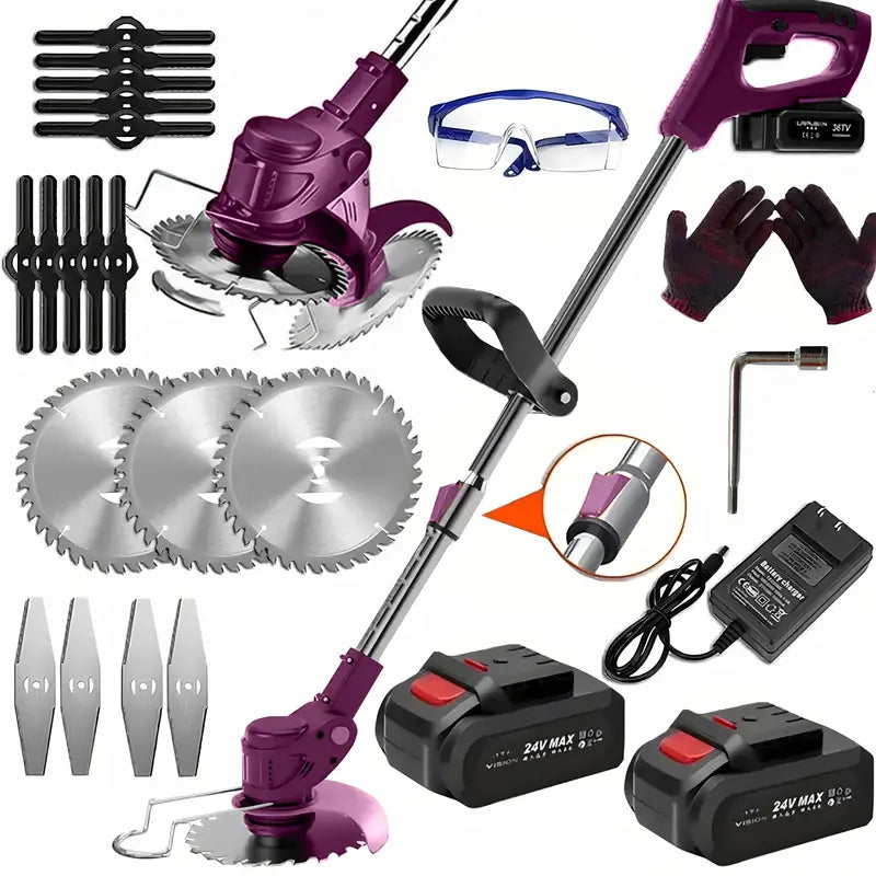 Portable Home Cordless Electric Lawn Mower, Yard Weeder/Cordless Lawn Mower with 3 Models Of Blades