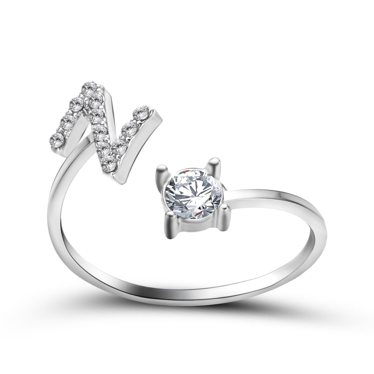 Design Adjustable 26 Initial Letter Ring Fashion Jewelry