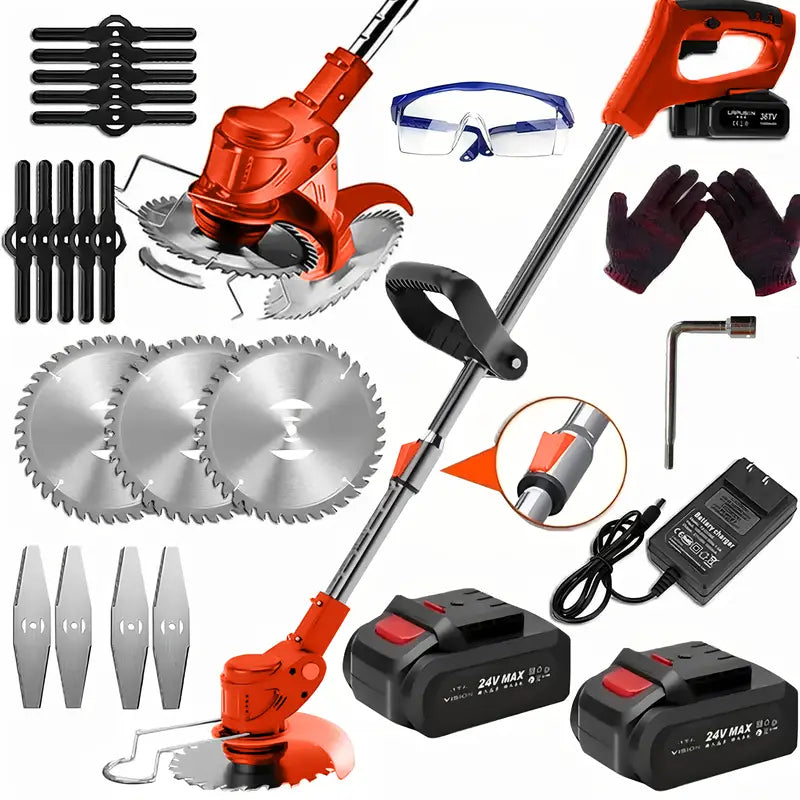 Portable Home Cordless Electric Lawn Mower, Yard Weeder/Cordless Lawn Mower with 3 Models Of Blades