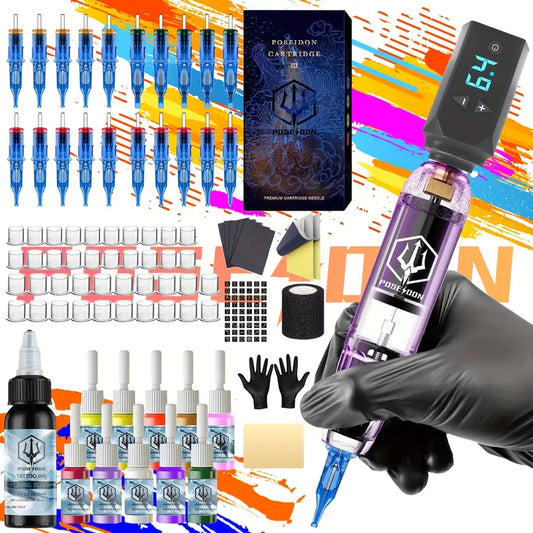Complete Set With 20 Tattoo Needles 1500mAh Battery