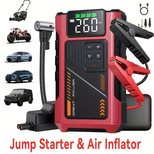 3500A Portable Wireless Car Air Compressor Jump Starter with Air Compressor, Battery Jump Starter Portable Peak