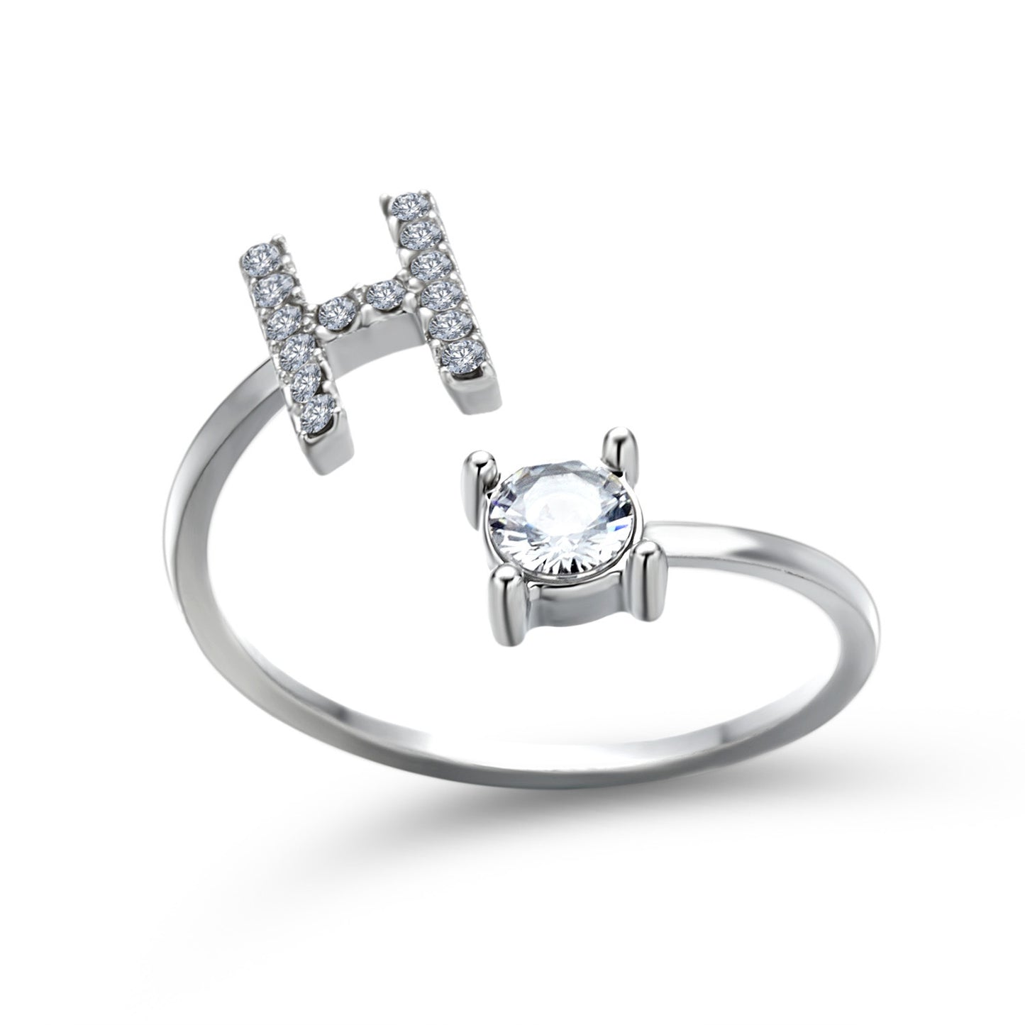 Design Adjustable 26 Initial Letter Ring Fashion Jewelry
