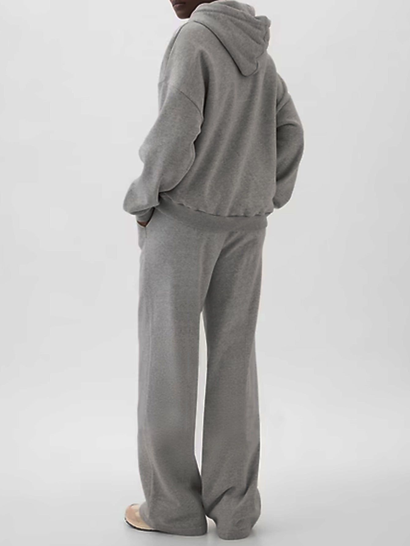 Velvet Hooded Sweatshirt And Sweatpants Two-piece Set