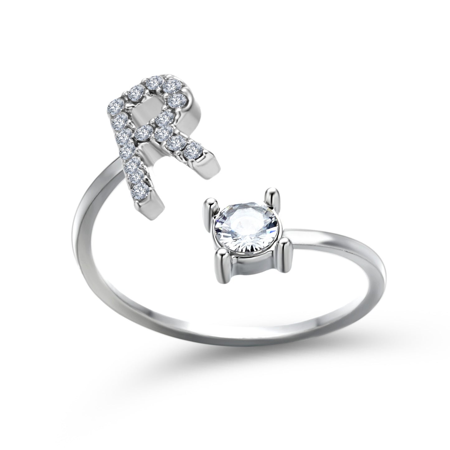 Design Adjustable 26 Initial Letter Ring Fashion Jewelry