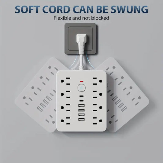 14-in-1 Power Strip Surge Protector with 8AC Outlets, 4USB & 2Type-C Ports