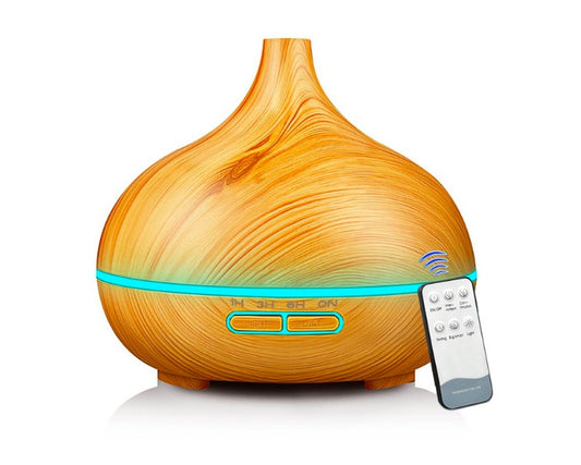 Full Wood Grain Remote Control Aromatherapy Humidifier Lamp