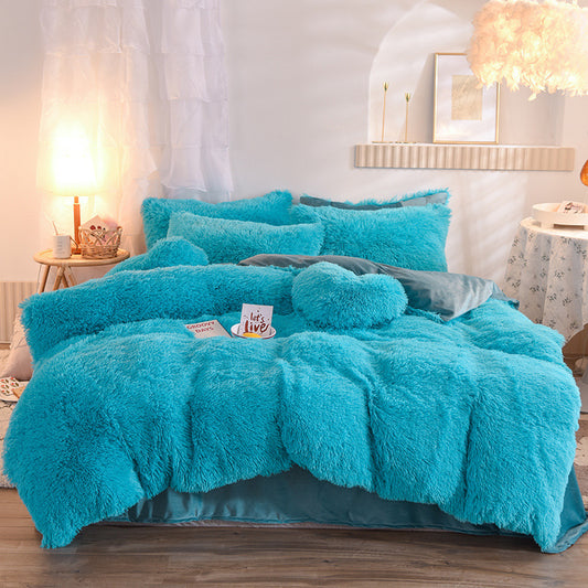 Luxury Thick Fleece Duvet Cover Queen King Winter Warm Bed