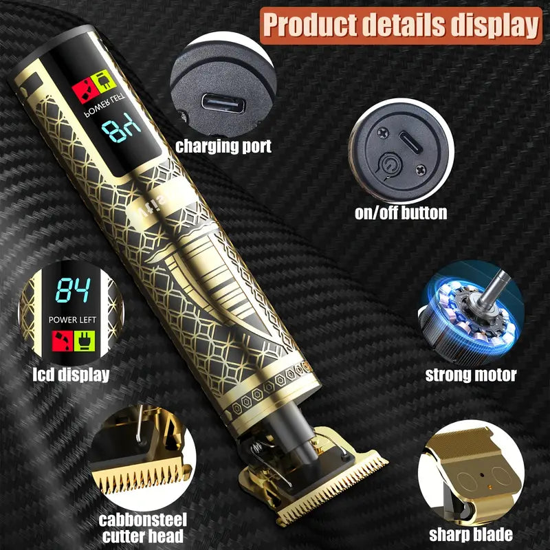 3pcs/se 1pc/sett Men's Professional Golden Hair Clipper & Trimmer Set