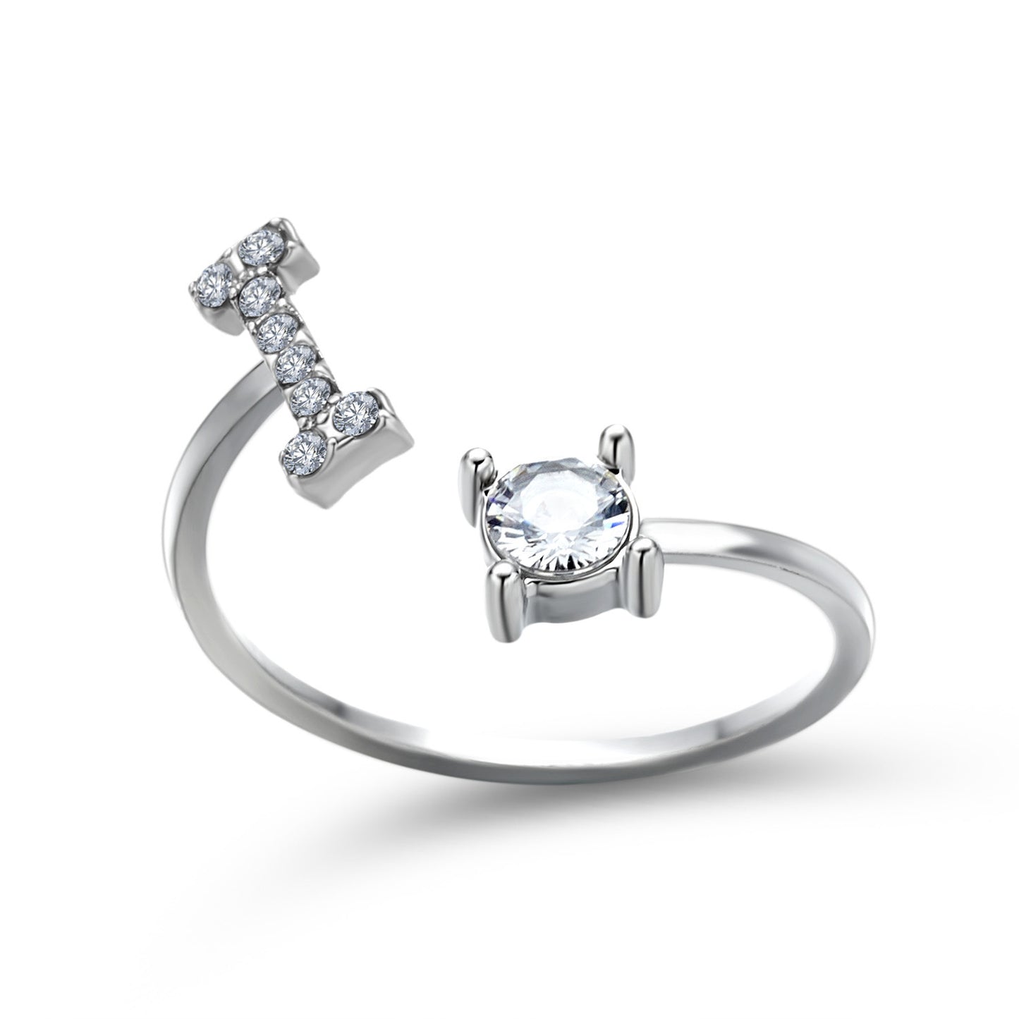 Design Adjustable 26 Initial Letter Ring Fashion Jewelry