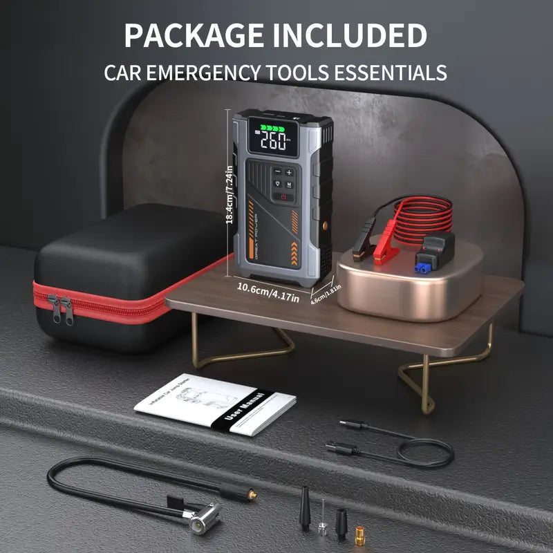 3500A Portable Wireless Car Air Compressor Jump Starter with Air Compressor, Battery Jump Starter Portable Peak
