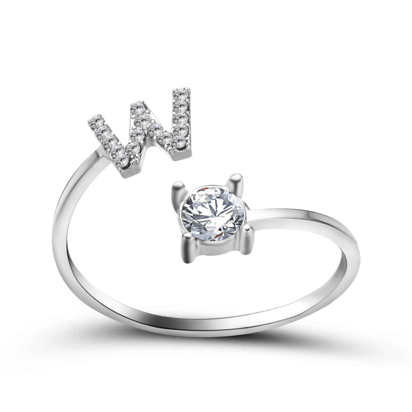 Design Adjustable 26 Initial Letter Ring Fashion Jewelry