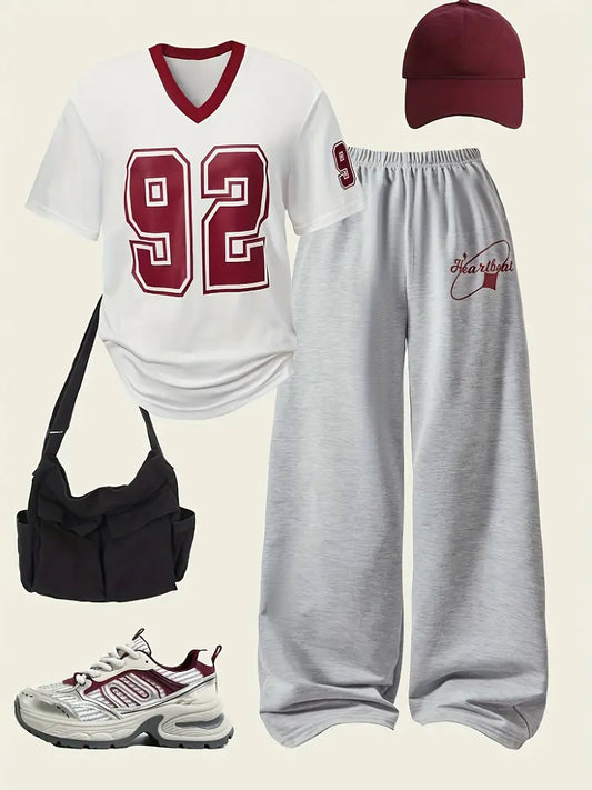 Women'S Casual T-Shirt & Jogger Pants Set