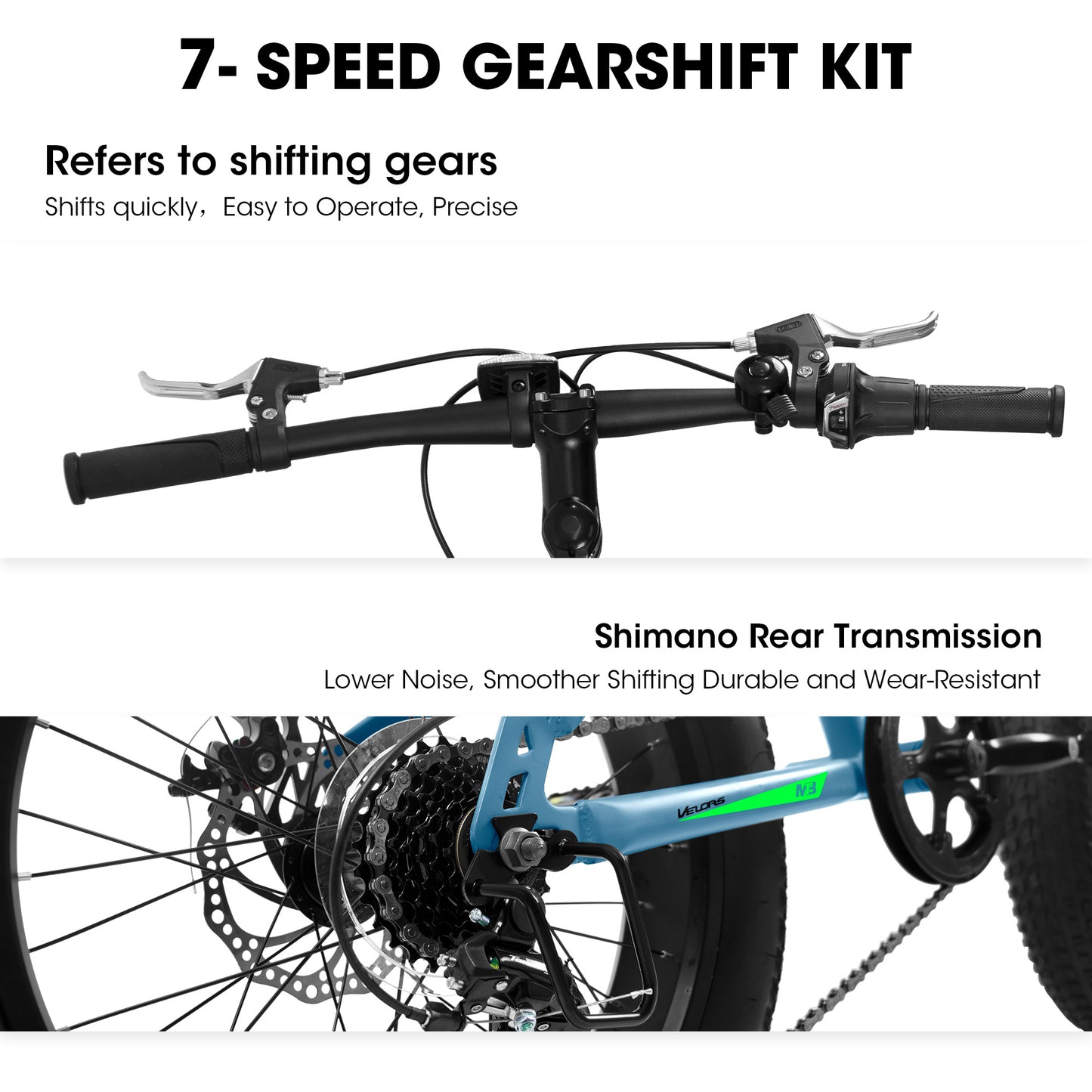 V20235 20 Inch Fat Tire Bike 7 Speed Mountain Bike, Dual Disc Brakes