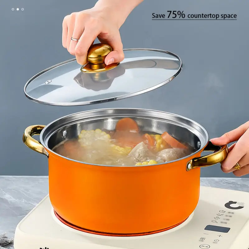 Stainless Steel 12pcs Orange Non-Stick Cookware Set