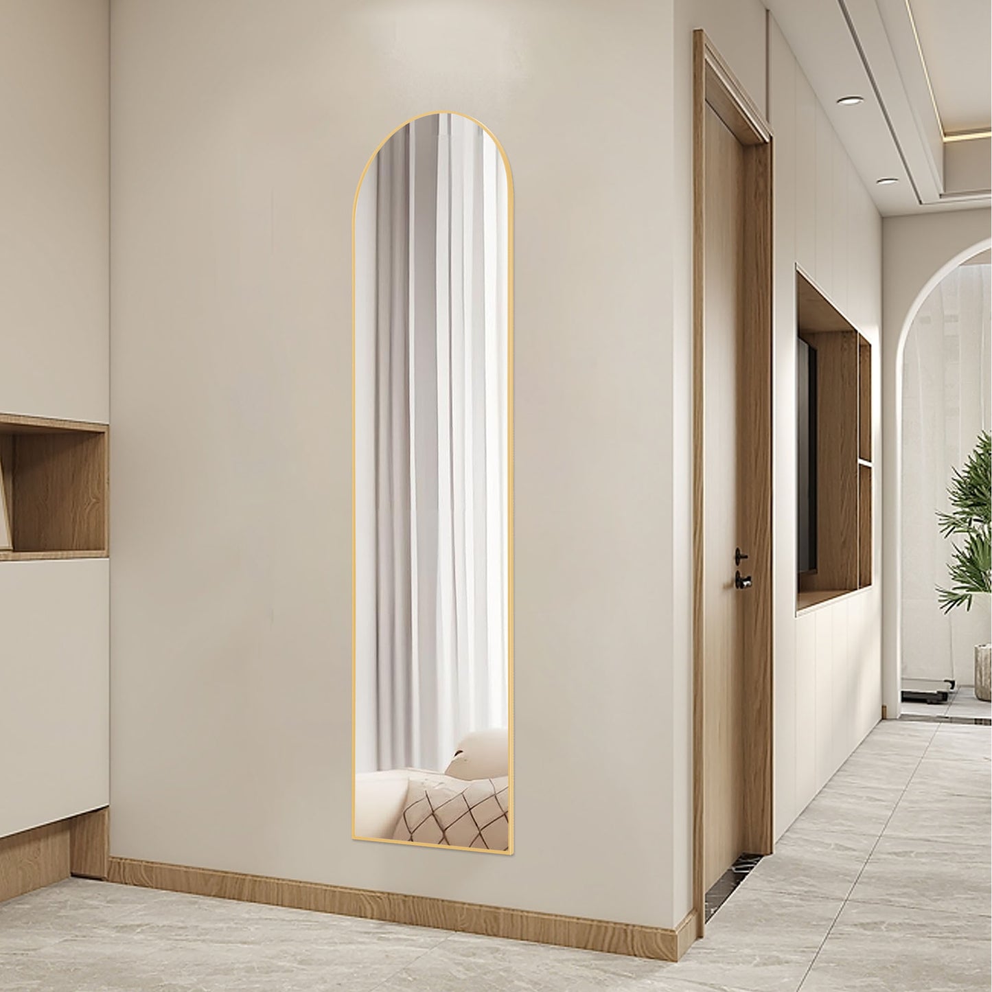 Wall Mirror With Stand Aluminum Alloy Thin Frame