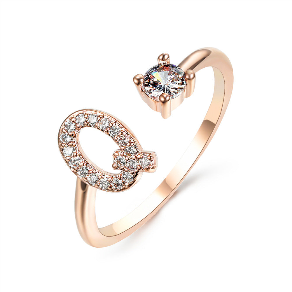 Design Adjustable 26 Initial Letter Ring Fashion Jewelry