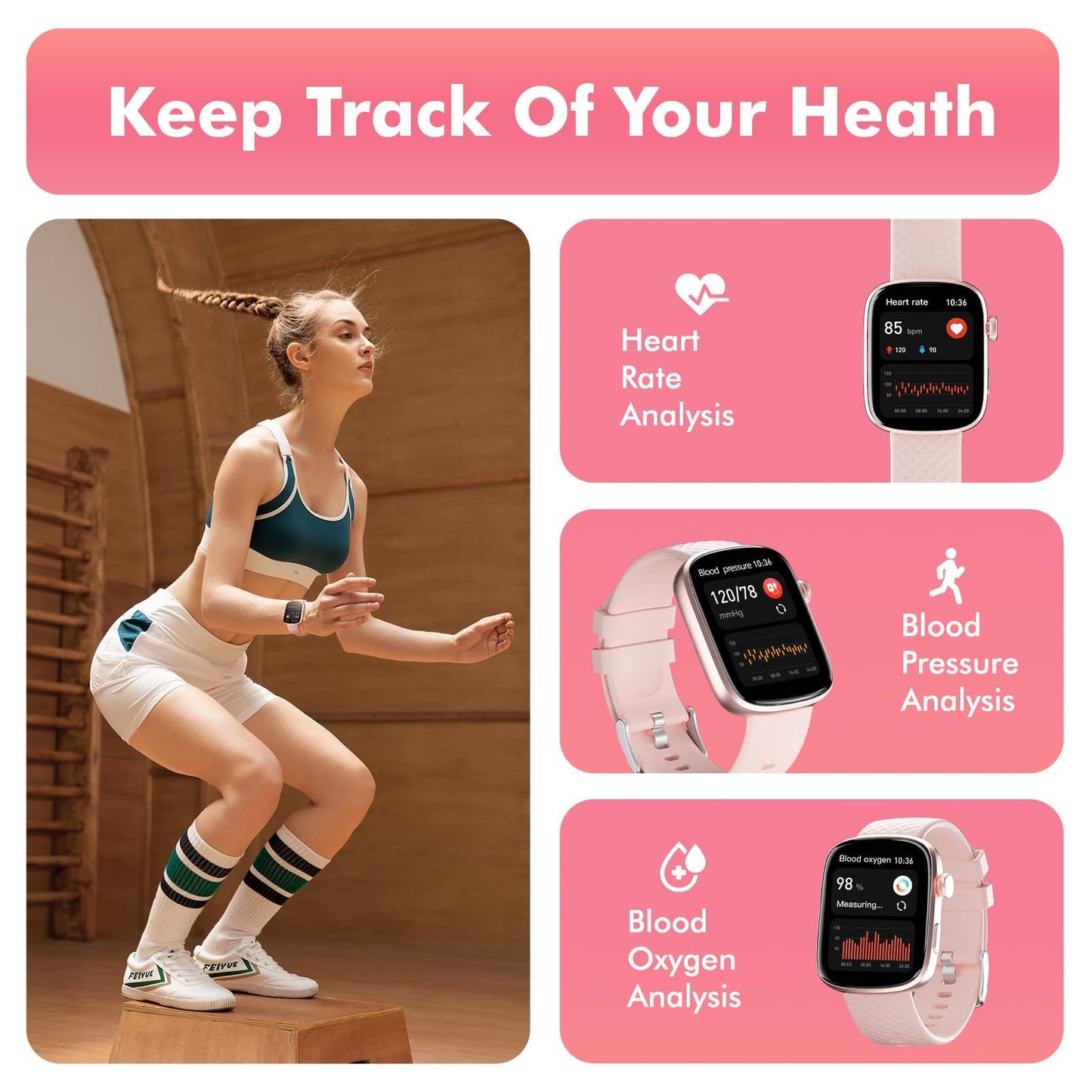 3ATM Waterproof Fitness Tracker For IoS Android