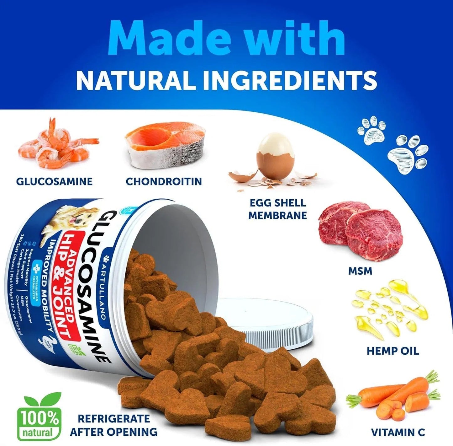 Glucosamine For Dogs Hip And Joint Supplement For Dogs With Arthritis