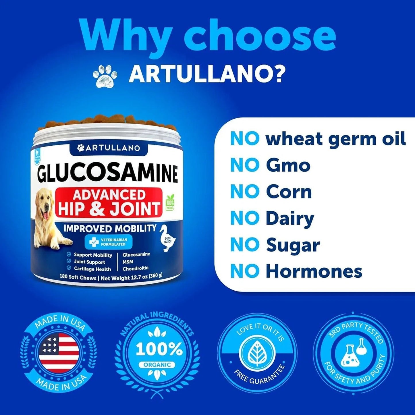Glucosamine For Dogs Hip And Joint Supplement For Dogs With Arthritis
