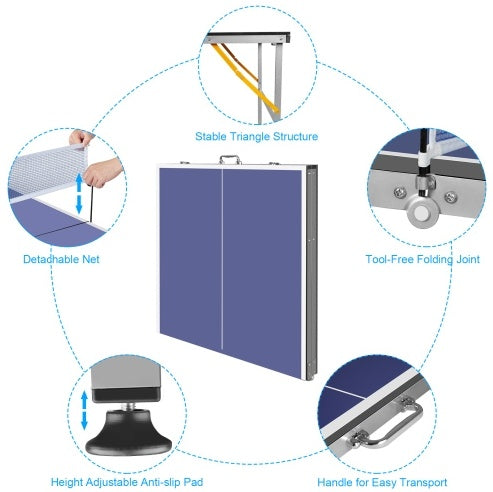 6ft Mid-Size Table Tennis Table Foldable