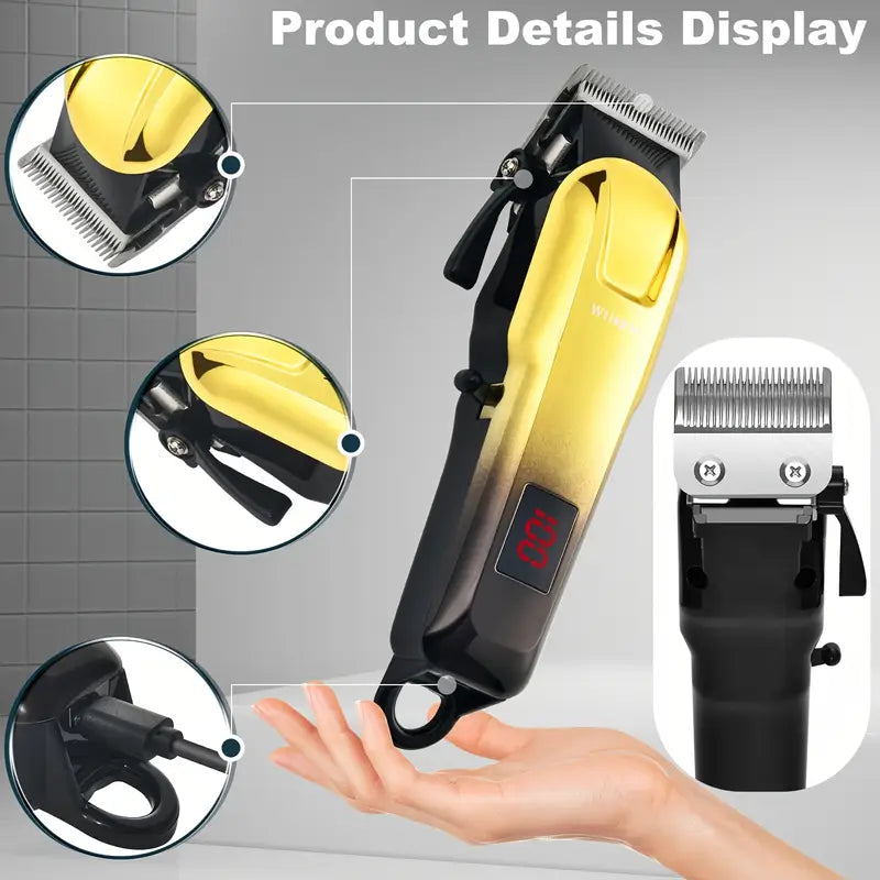 3pcs/se 1pc/sett Men's Professional Golden Hair Clipper & Trimmer Set