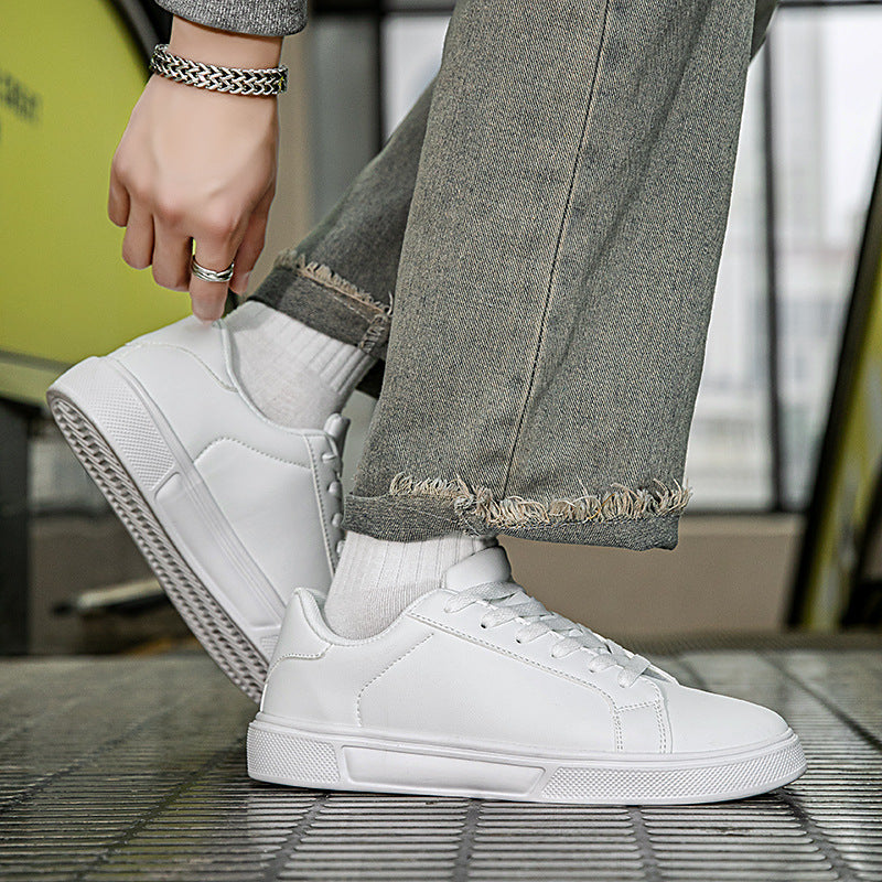 Flat Bottom Comfort Board Korean Leather Casual Sneakers