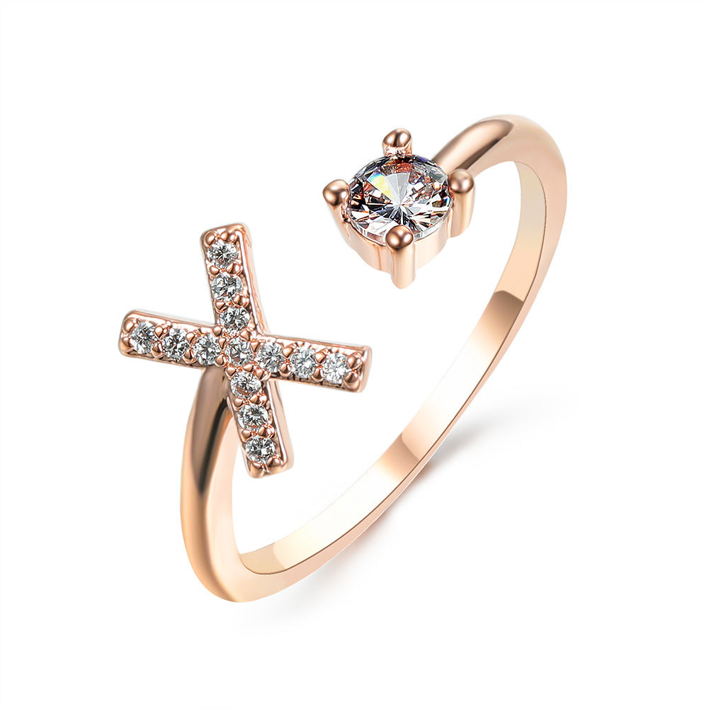 Design Adjustable 26 Initial Letter Ring Fashion Jewelry