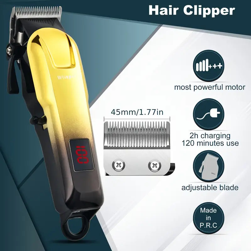 3pcs/se 1pc/sett Men's Professional Golden Hair Clipper & Trimmer Set