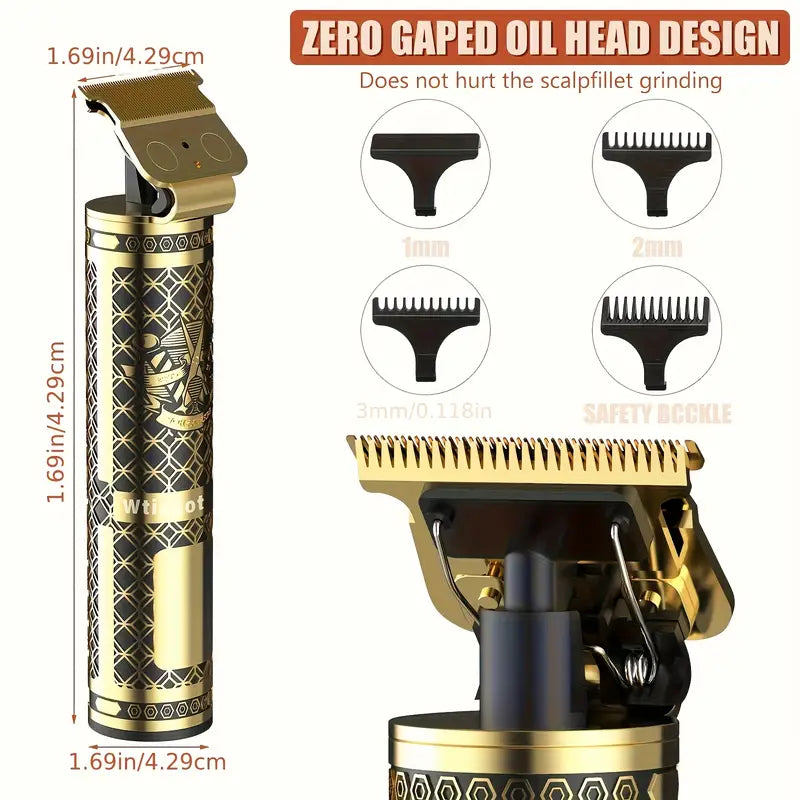 3pcs/se 1pc/sett Men's Professional Golden Hair Clipper & Trimmer Set