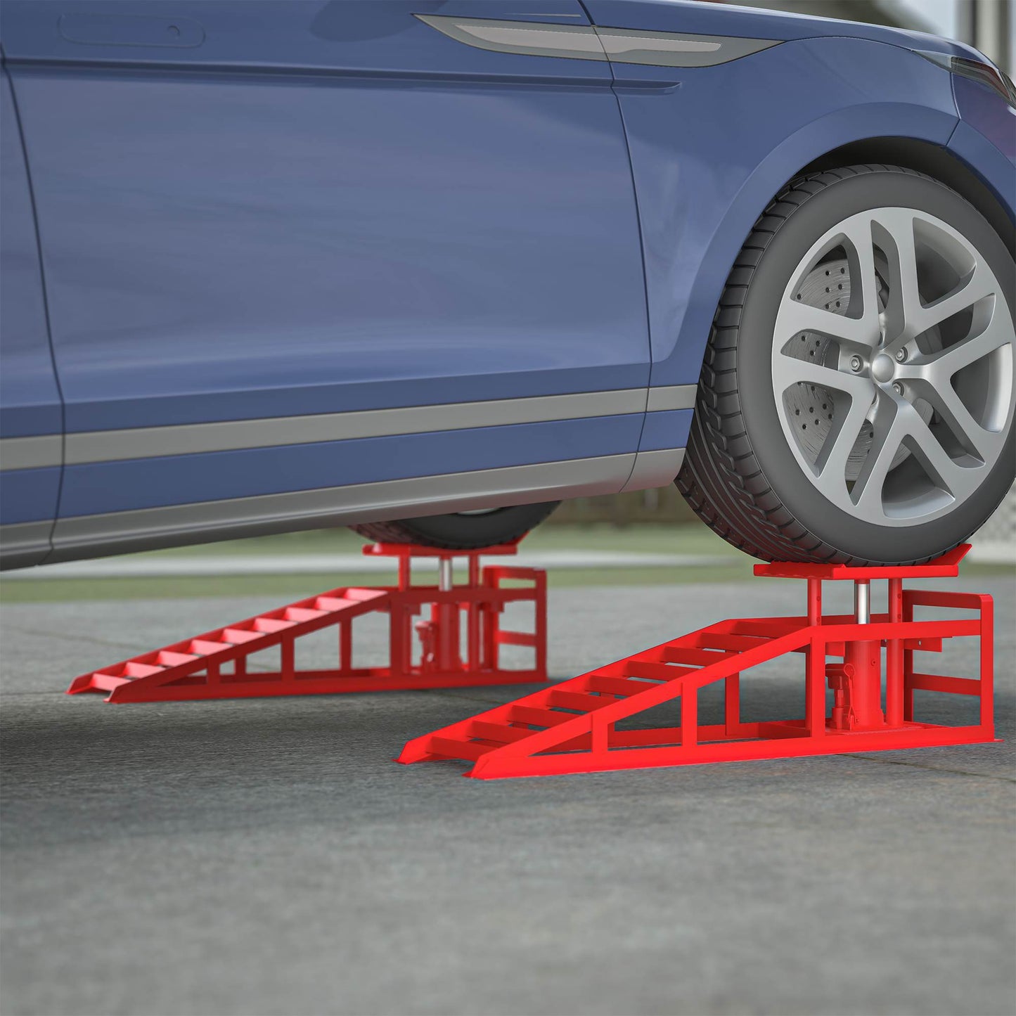 2 Pack Hydraulic Car Ramps 5T 11000lbs Low Profile