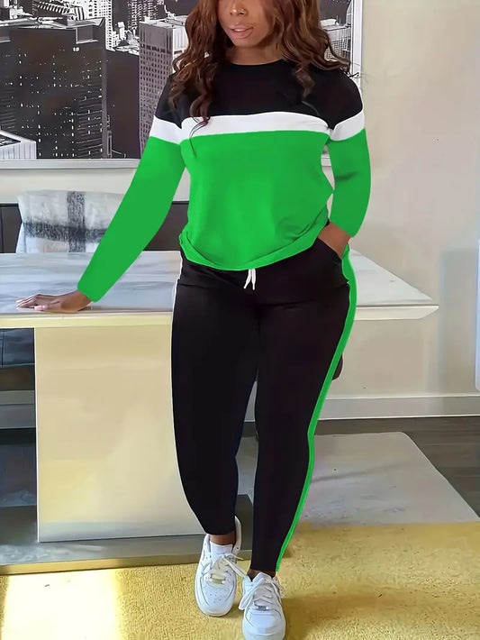 Stripe Stitching Long Sleeve Pants Set