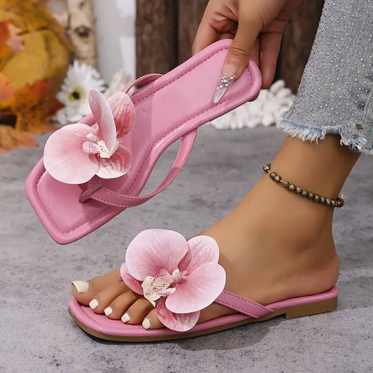 Floral Embellished Slip-On Sandals