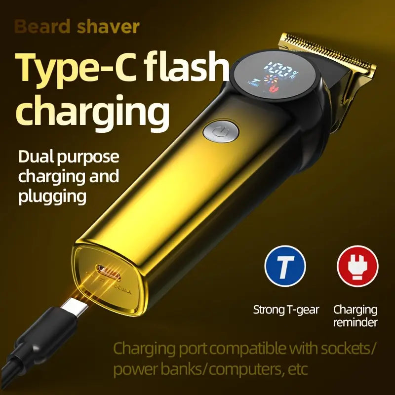 3pcs/se 1pc/sett Men's Professional Golden Hair Clipper & Trimmer Set