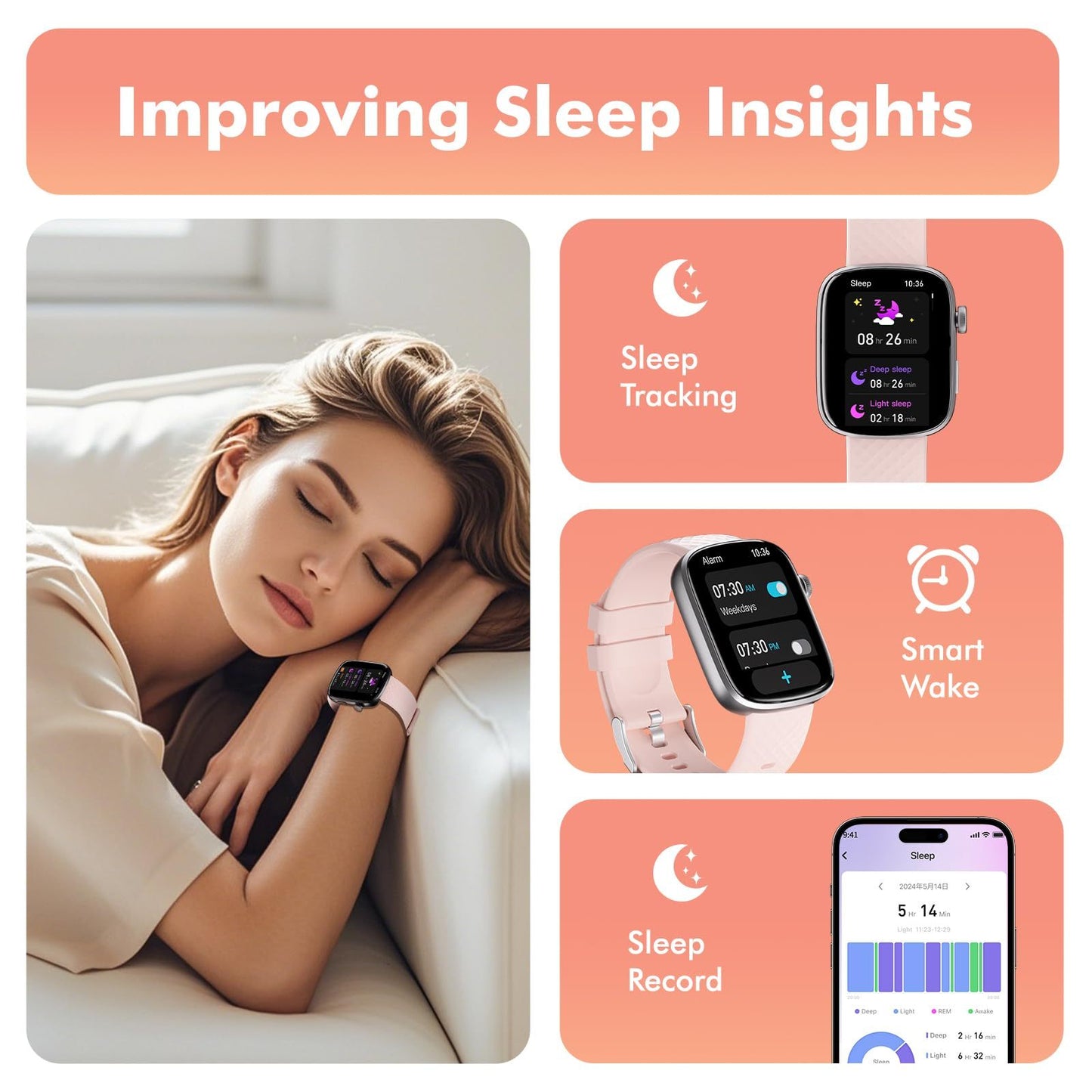 3ATM Waterproof Fitness Tracker For IoS Android