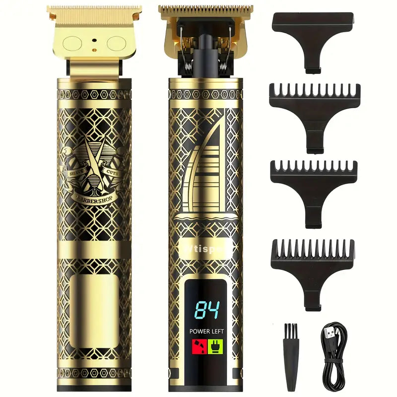 3pcs/se 1pc/sett Men's Professional Golden Hair Clipper & Trimmer Set
