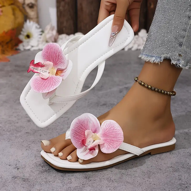 Floral Embellished Slip-On Sandals